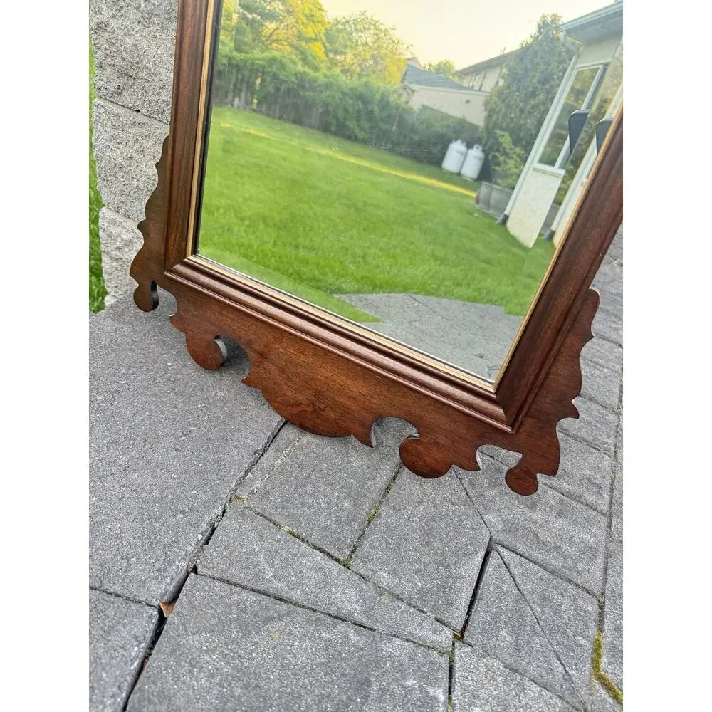 Ethan Allen Vintage Chippendale Wall Mirror Mahogany Beveled Glass 39x20.5”
